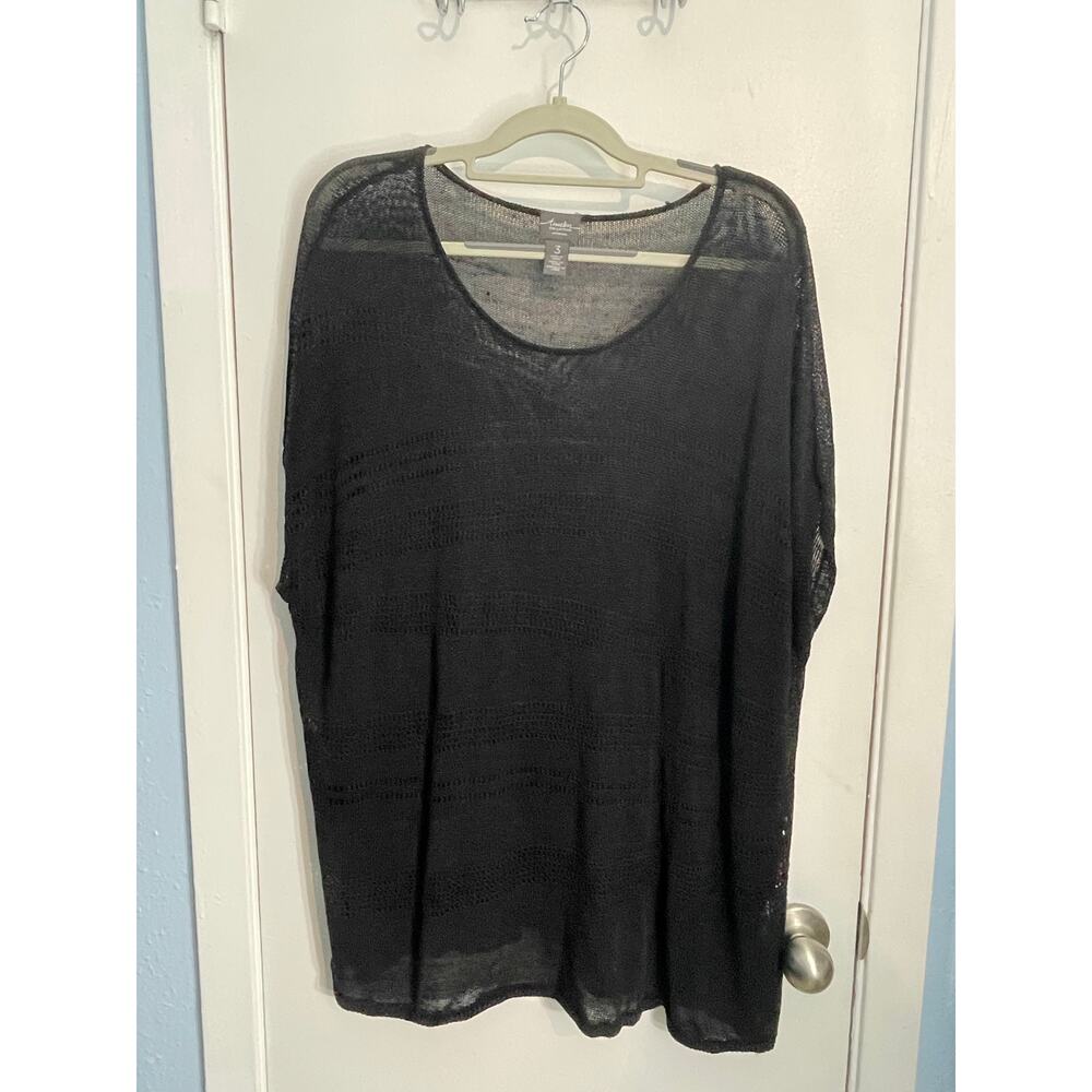Chico's Blouse XL Black Open Knit Layering Beachy Boho Whimsygoth Swim Cover